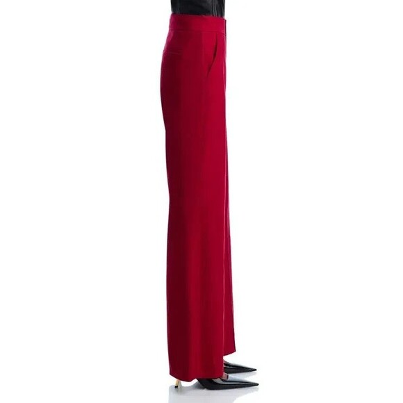 NWT Alice + Olivia Dylan Size 10 High Waisted Wide Leg Trousers Wine Red Bordeau - Picture 3 of 14